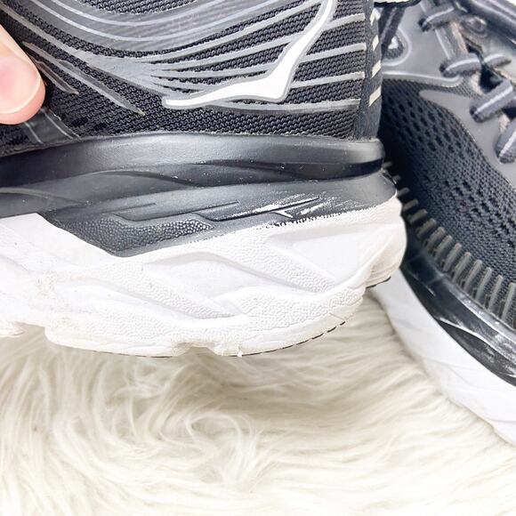 Hoka One One 7.5 Womens Bondi 7 Black White Athletic Running Shoes Sneakers - Picture 9 of 14